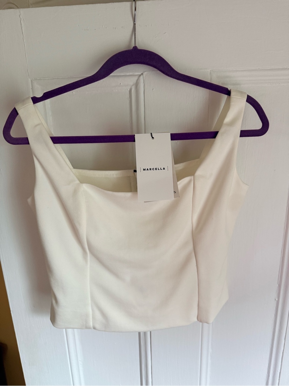 NWT Marcella NYC Off-White Square Neck Corset Tank Top - Size M - Picture 1 of 7